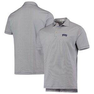 TCU Horned Frogs Black striped Men's PETER MILLAR Polo Shirt - Short Sleeve